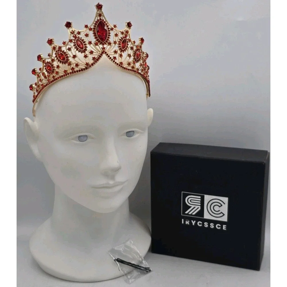 Red Quinceanera Crystal Crown Tiaras Girl Hair Wedding Party